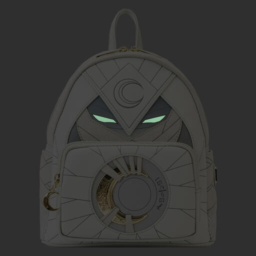 Cosplay mini backpack featuring Marvel Studios' Moon Knight with glow in the dark eyes.